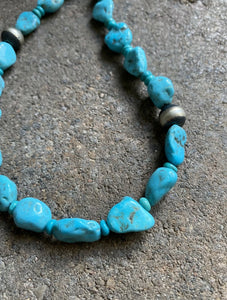 Sterling Silver Turquoise Bead Necklace. 18 inch