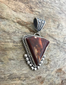 Native American Sterling Silver Orange Spiny Oyster Pendant. MM