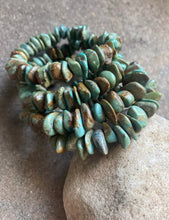 Load image into Gallery viewer, Sterling Silver Green Turquoise Nuggets Bead Bracelet. Free size