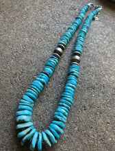 Load image into Gallery viewer, Sterling Silver Graduated Blue Turquoise Bead Necklace. 18 inch