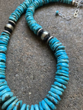Load image into Gallery viewer, Sterling Silver Graduated Blue Turquoise Bead Necklace. 18 inch