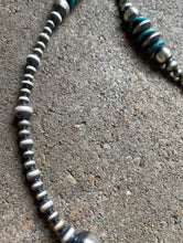 Load image into Gallery viewer, Long Sterling Silver Blue Turquoise Navajo Pearls Bead Necklace. 30 inch