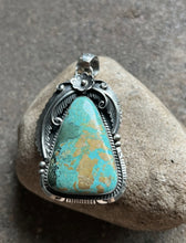 Load image into Gallery viewer, Native American Sterling Silver Turquoise Pendant. Alfred Martinez