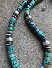 Load image into Gallery viewer, Sterling Silver Heishi Turquoise W 14mm Navajo Pearls Bead Necklace 18 inch