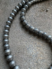 Load image into Gallery viewer, Sterling Silver Graduated Stamped Seam Navajo Pearls Bead Necklace 23 Inch