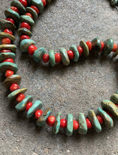 Load image into Gallery viewer, Sterling Silver Turquoise Coral Bead Necklace. 28 inch