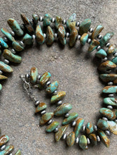 Load image into Gallery viewer, Sterling Silver Green Turquoise Nuggets with Navajo Pearls Bead Necklace 43 inch