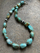 Load image into Gallery viewer, Sterling Silver Turquoise Bead Necklace. 18.5 inch