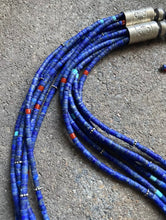 Load image into Gallery viewer, Sterling Silver Multi Strand Multi Stone Lapis Bead Necklace. 22 Inch