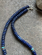 Load image into Gallery viewer, Sterling Silver Lapis W Turquoise Bead Necklace. 21 inch