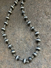 Load image into Gallery viewer, Sterling Silver 8mm Navajo Pearls Rosary Bead Necklace. 28 Inch.
