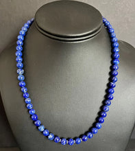 Load image into Gallery viewer, Sterling Silver Lapis Bead Necklace. 18 inch