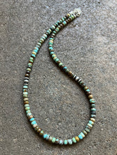 Load image into Gallery viewer, Sterling Silver Blue Green Turquoise Bead Necklace. 18 inch