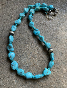 Sterling Silver Turquoise Bead Necklace. 18 inch