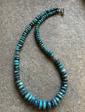 Load image into Gallery viewer, Sterling Silver Graduated Turquoise Bead Necklace. 18.5 inch