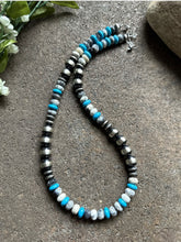 Load image into Gallery viewer, Sterling Silver Multi Stone W Pearls Bead Necklace. 18 Inch