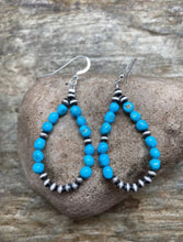 Load image into Gallery viewer, Sterling Silver Sleeping Beauty Turquoise W Navajo Pearls Earrings.