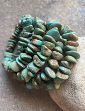 Load image into Gallery viewer, Sterling Silver Green Turquoise Nuggets Bead Bracelet. Free size
