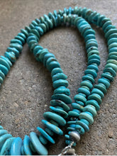 Load image into Gallery viewer, Long Sterling Silver Blue Turquoise Bead Necklace. 30 inch