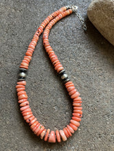 Load image into Gallery viewer, Sterling Silver Graduated Pink Coral Bead Necklace 18 inch