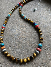 Load image into Gallery viewer, Sterling Silver Tiger’s Eye Multi Stone Bead Necklace. 18 inch. Gift