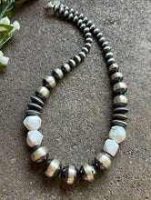 Load image into Gallery viewer, Sterling Silver Graduated White Bead W Pearls Necklace. 18 inch