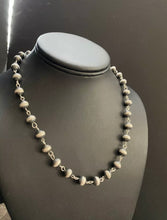 Load image into Gallery viewer, Sterling Silver 8mm Navajo Pearls Rosary Bead Necklace. 16 Inch.