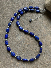 Load image into Gallery viewer, Sterling Silver Lapis W Pearls Bead Necklace. 18 inch