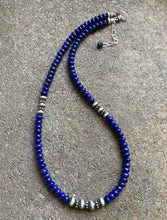 Load image into Gallery viewer, Sterling Silver Lapis Bead Necklace. 18 inch