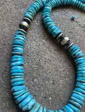 Load image into Gallery viewer, Sterling Silver Graduated Blue Turquoise Bead Necklace. 18 inch