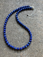 Load image into Gallery viewer, Sterling Silver Lapis Bead Necklace. 18 inch