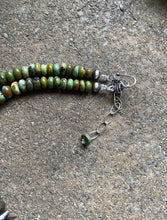 Load image into Gallery viewer, Sterling Silver Graduated Green Turquoise Bead Necklace. 18 inch