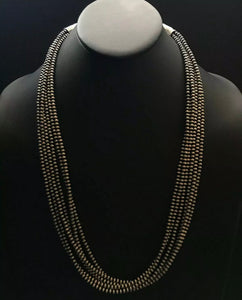 Sterling Silver 4mm Navajo Pearls Multi Strand Bead Necklace. 26 Inch.