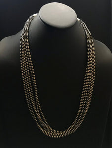 Sterling Silver 4mm Navajo Pearls Multi Strand Bead Necklace. 26 Inch.