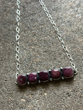Load image into Gallery viewer, Navajo Sterling Silver Purple Spiny Oyster Choker Bar Chain Necklace 14 inch KY