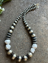 Load image into Gallery viewer, Sterling Silver Graduated White Bead W Pearls Necklace. 18 inch