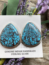 Load image into Gallery viewer, Navajo Sterling Silver Egyptian Turquoise Earrings. OC