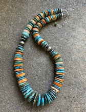 Load image into Gallery viewer, Sterling Silver Spiny Oyster W Turquoise Bead Necklace. 18.5 inch