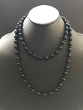 Load image into Gallery viewer, Sterling Silver Black Onyx Bead Necklace. 47 inch