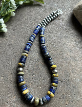Load image into Gallery viewer, Sterling Silver Graduated Lapis Bumblebee Jasper Bead Necklace 18 inch