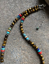 Load image into Gallery viewer, Sterling Silver Tiger’s Eye Multi Stone Bead Necklace. 18 inch. Gift