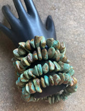 Load image into Gallery viewer, Sterling Silver Green Turquoise Nuggets Bead Bracelet. Free size