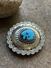 Load image into Gallery viewer, Native American Sterling Silver Turquoise Belt Buckle. CY