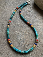 Load image into Gallery viewer, Sterling Silver Turquoise Multi Stone Bead Necklace. 18 inch. Gift