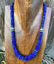 Load image into Gallery viewer, Sterling silver lapis bead necklace 18 inch