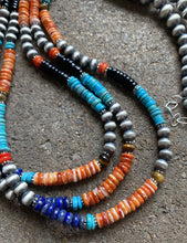 Load image into Gallery viewer, Sterling Silver Multi Strand Multi Stone Bead Necklace. 26 inch