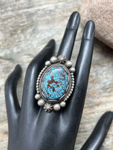 Load image into Gallery viewer, Elgin Tom Sterling Silver Egyptian Turquoise Ring. Size 8.5. Navajo