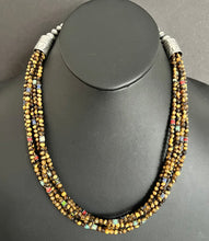 Load image into Gallery viewer, Sterling Silver Multi Strand Stone Tiger’s Eye Bead Necklace. 22 Inch.