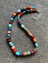 Load image into Gallery viewer, Sterling Silver Multi Stone Bead Necklace. 16 inch
