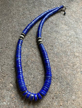 Load image into Gallery viewer, Sterling Silver Lapis Heishi Bead Necklace. 18 inch